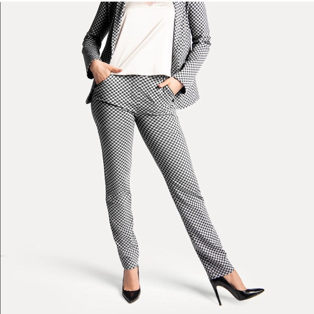 Betabrand NWT Chino Straight Leg Dress Pant/Yoga Pant Catstooth Cat Print‎ - Picture 2 of 7